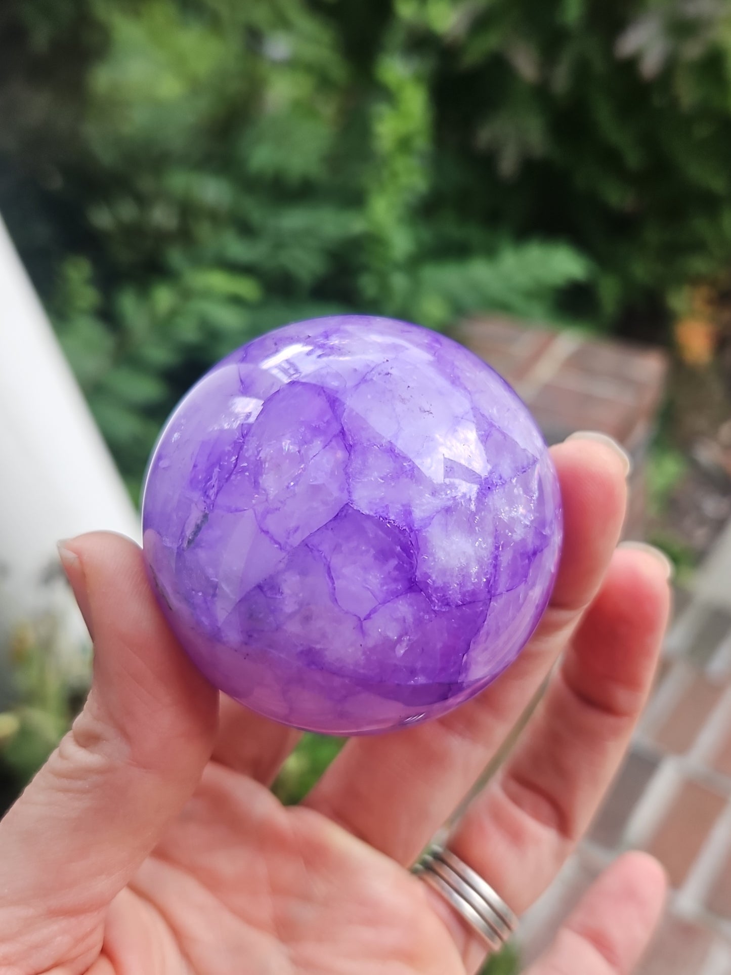 Purple Crackle Quartz sphere