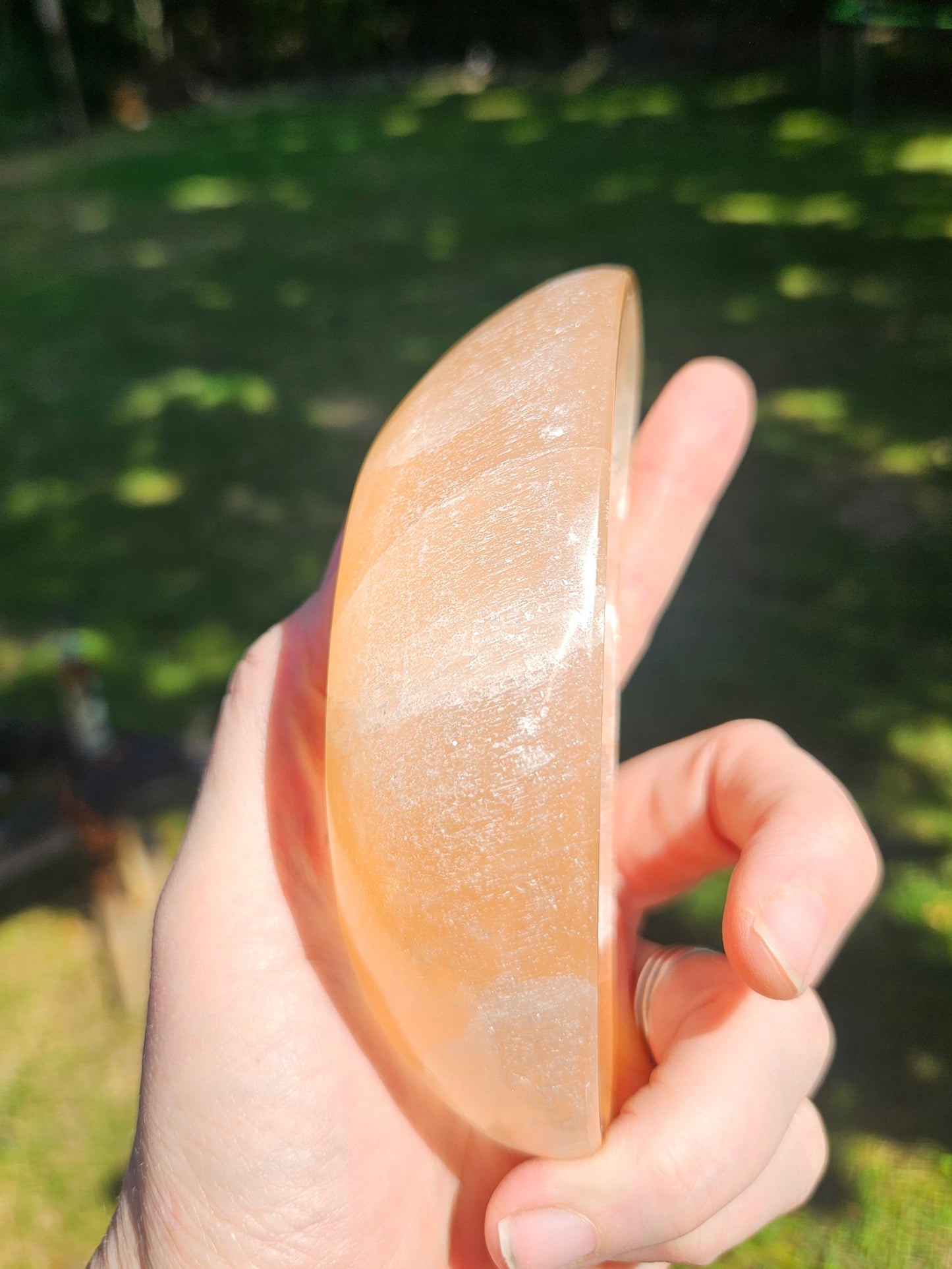 Peach Selenite Moon Bowl