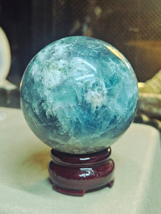Feather Fluorite sphere