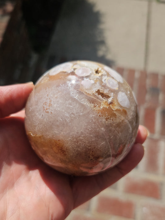 Flower agate sphere