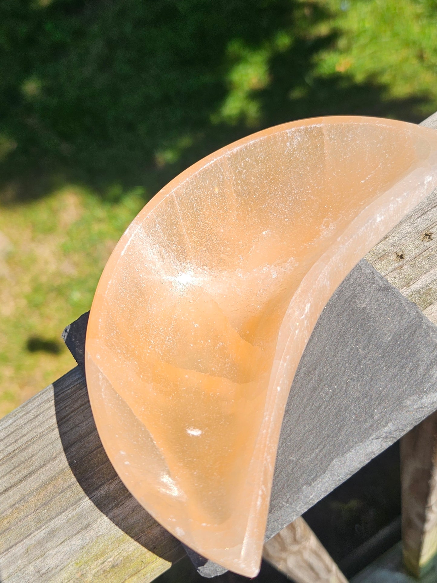 Peach Selenite Moon Bowl