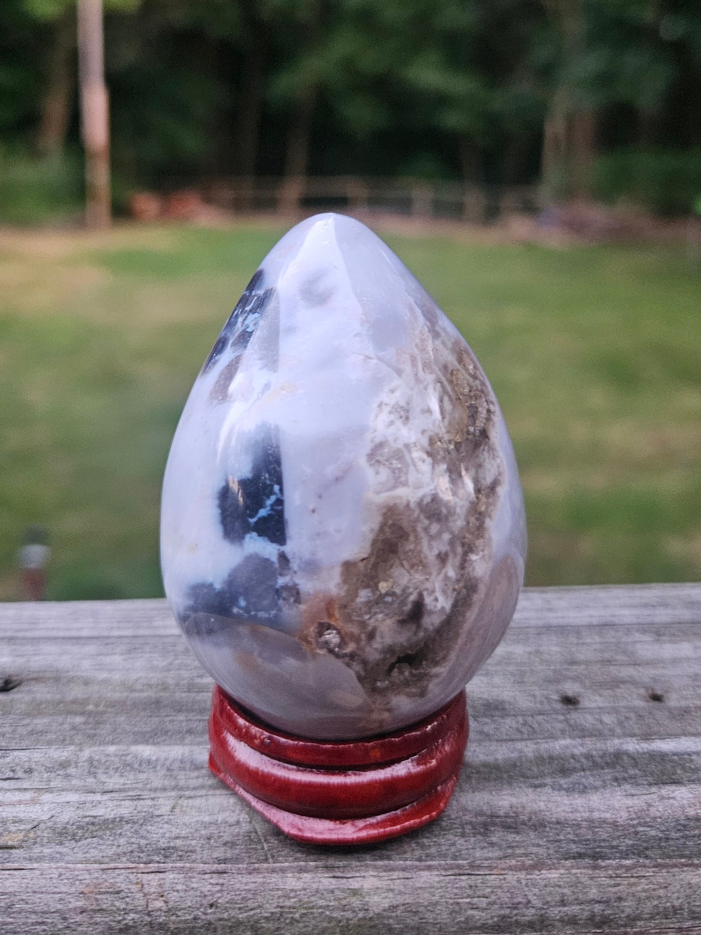 Rainbow Moonstone Egg with druzy