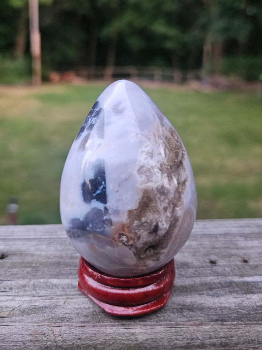 Rainbow Moonstone Egg with druzy
