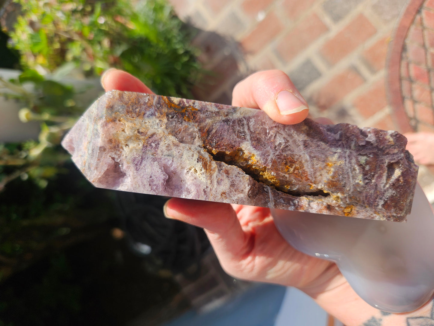 Brecciated Purple Chalcedony / Quartz Tower with lots of Druzy