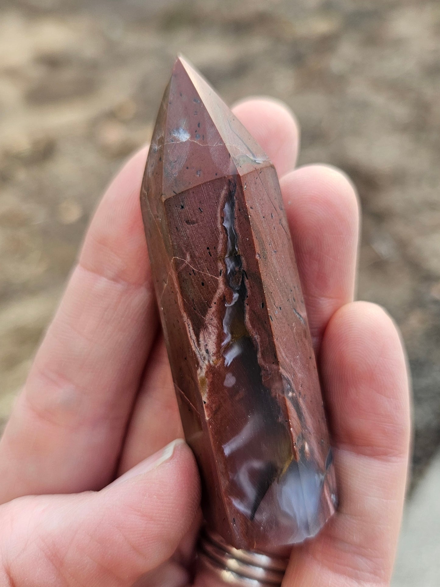 Red Jasper Tower with chalcedony pocket