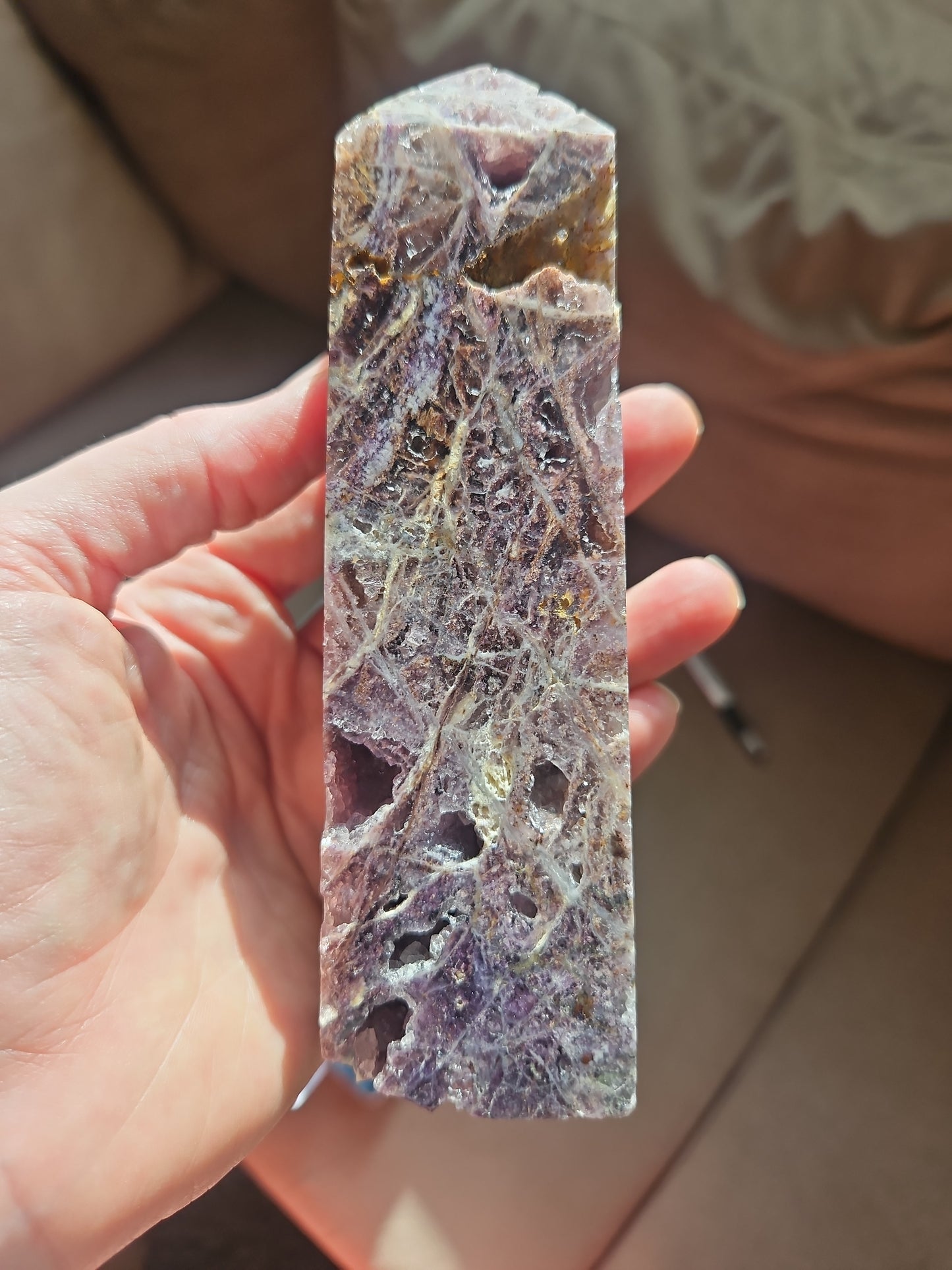 Brecciated Purple Chalcedony / Quartz Tower with lots of Druzy