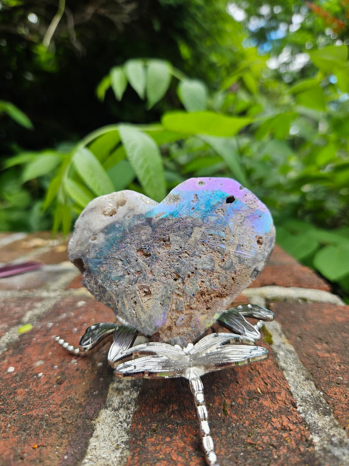 Aura coated Quartz heart