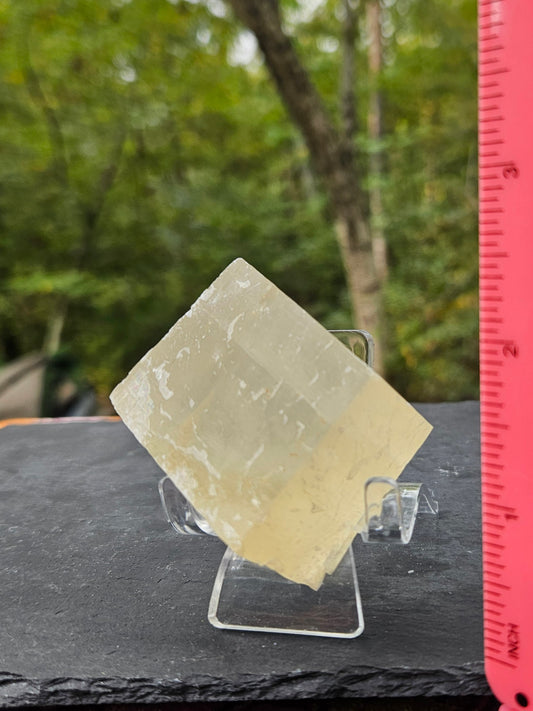 Yellow Optical Calcite (Iceland Spar) irregular cube