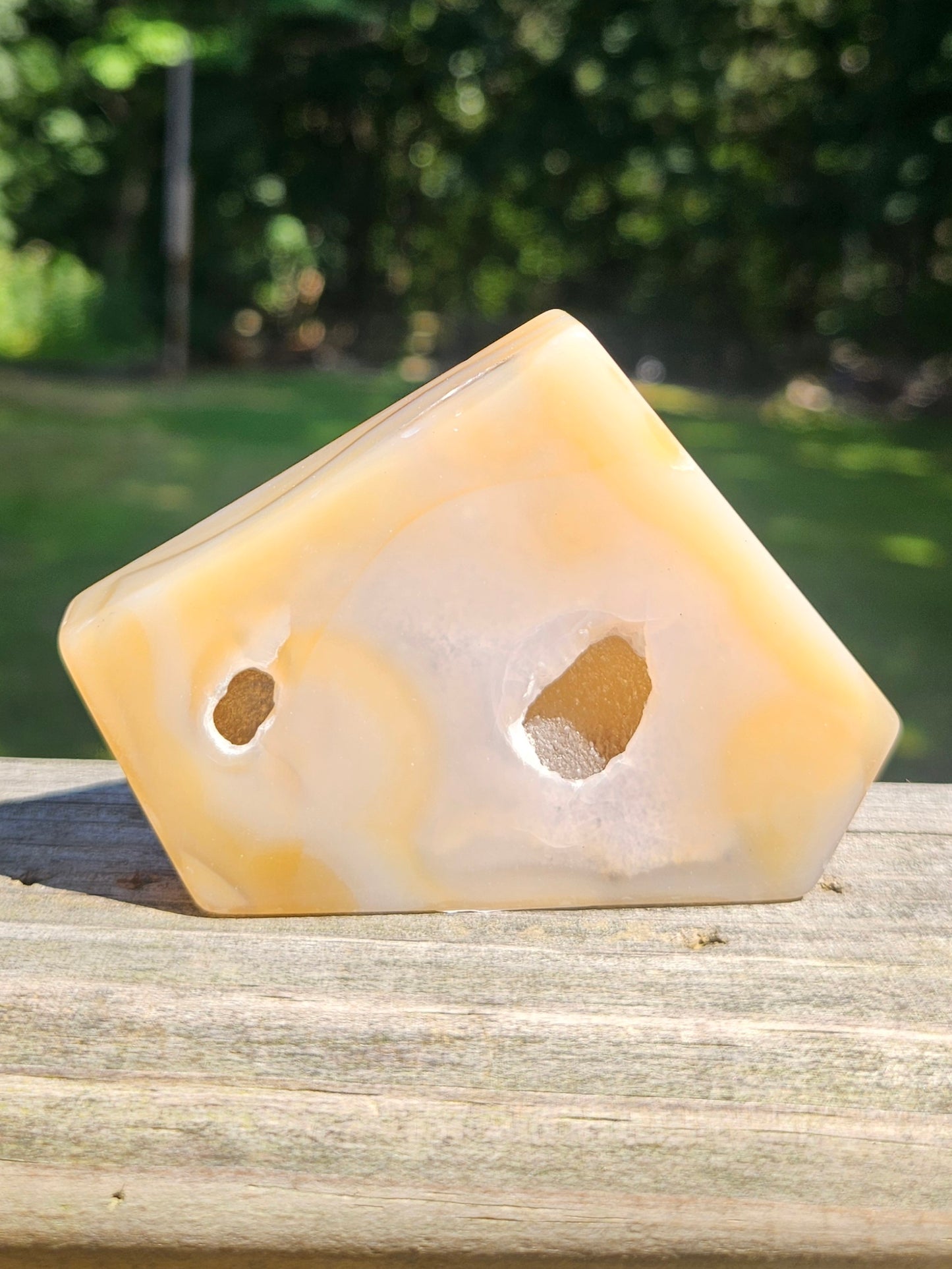 Yellow Banded Agate freeform slab with Druzy✨️