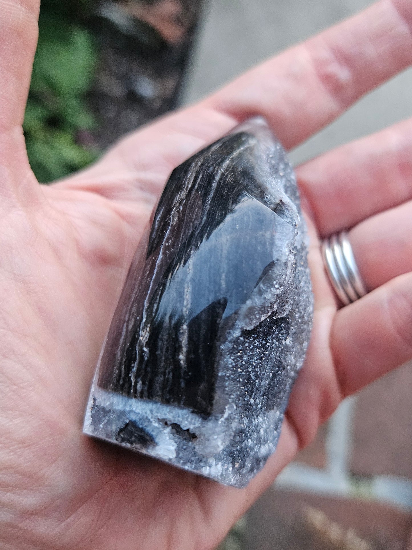Black agate Druzy freeform
