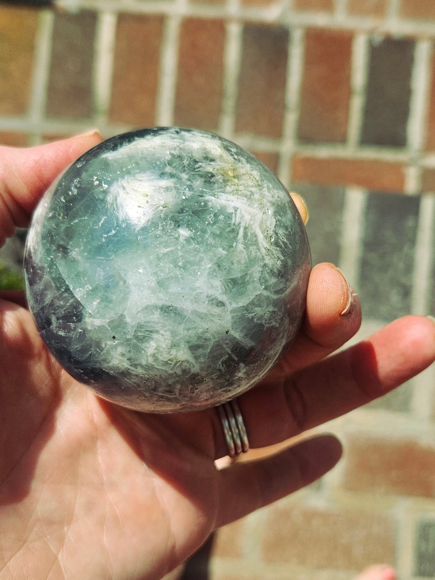 Feather Fluorite sphere