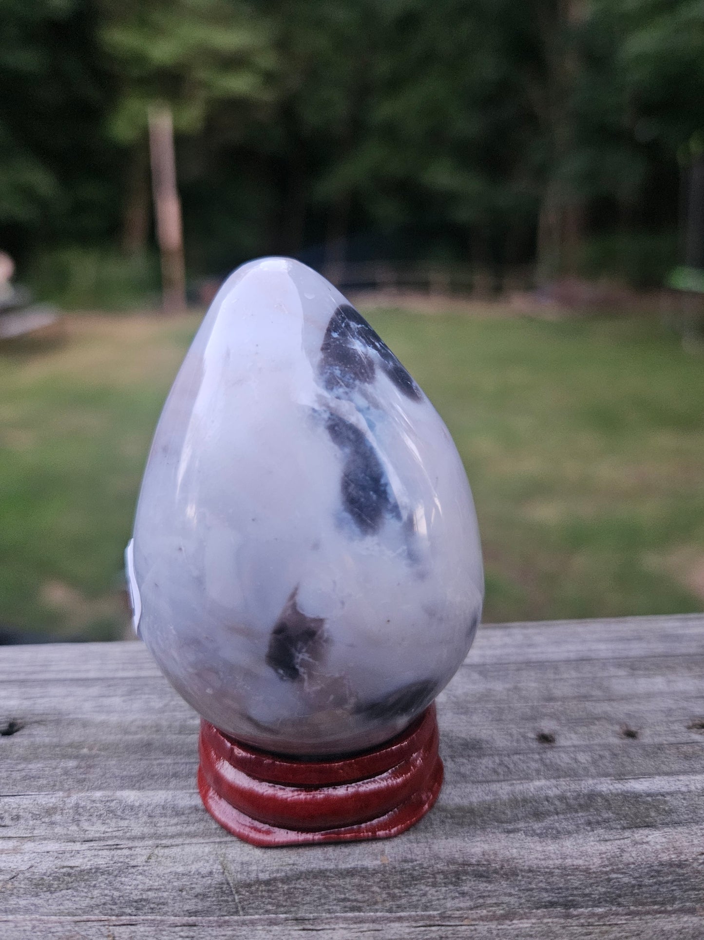 Rainbow Moonstone Egg with druzy