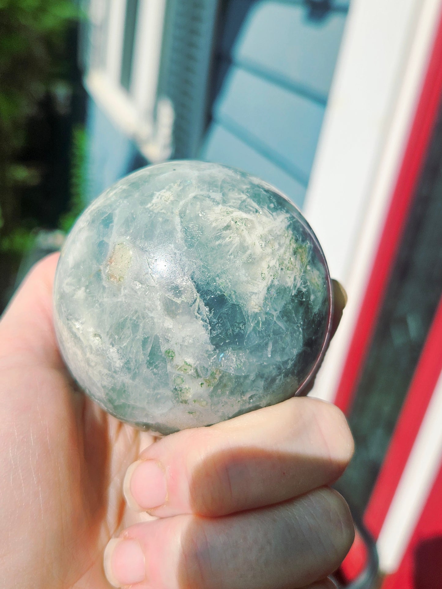 Feather Fluorite sphere
