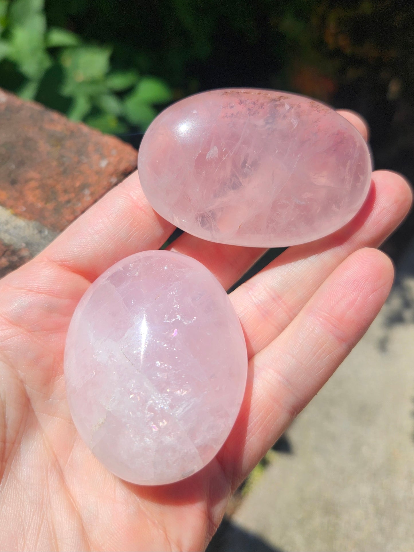 Rose quartz palm stones