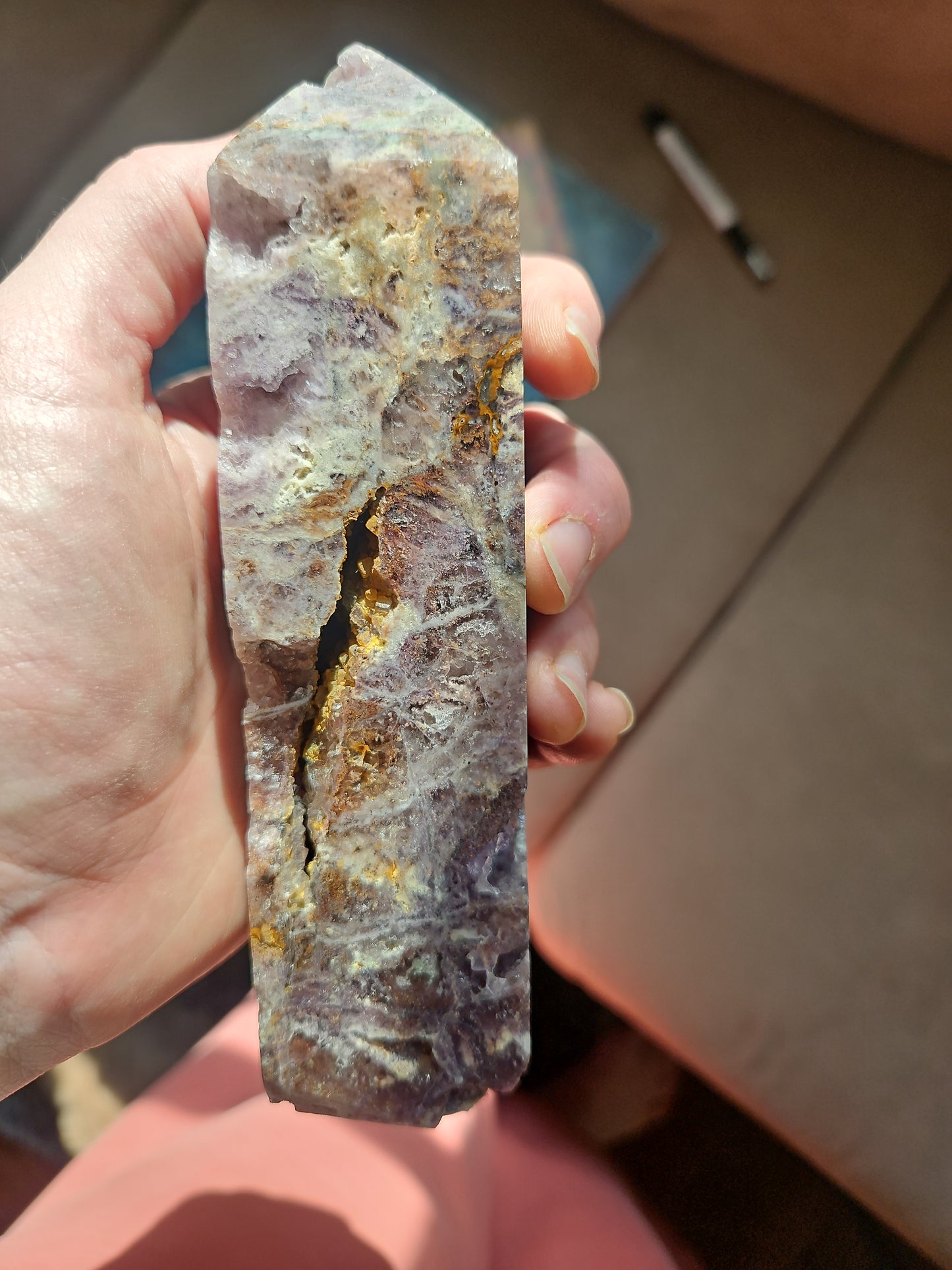 Brecciated Purple Chalcedony / Quartz Tower with lots of Druzy