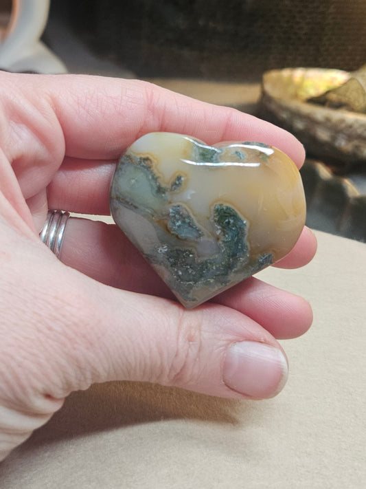 Volcano Moss Agate heart 💚