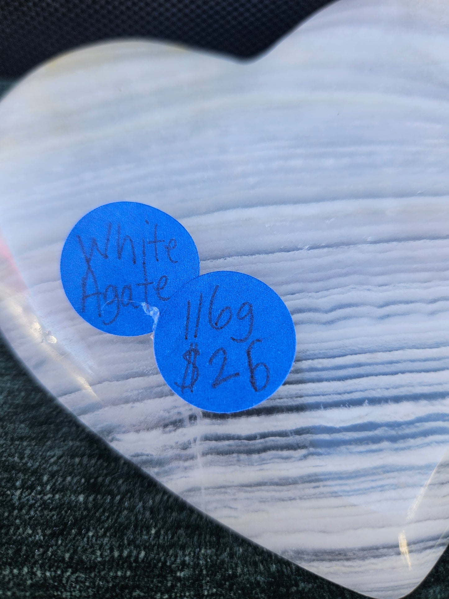 Beautiful White Agate heart plate