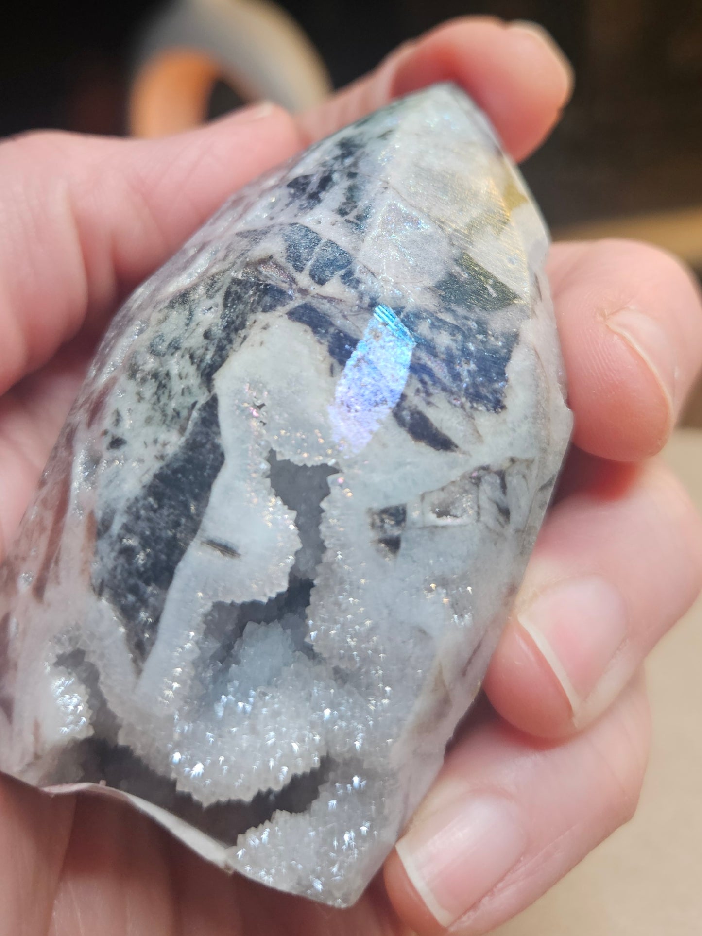 Tourmanilated Druzy Agate Freeform