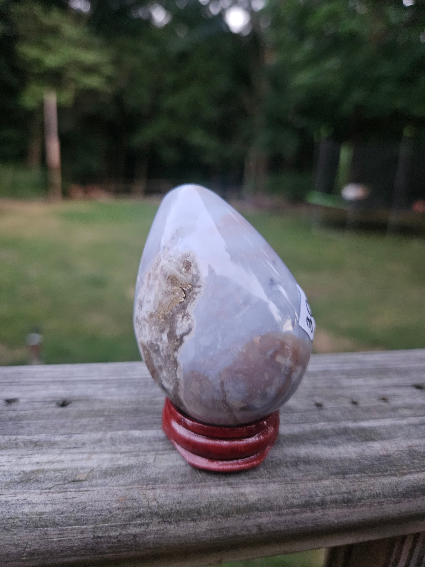 Rainbow Moonstone Egg with druzy