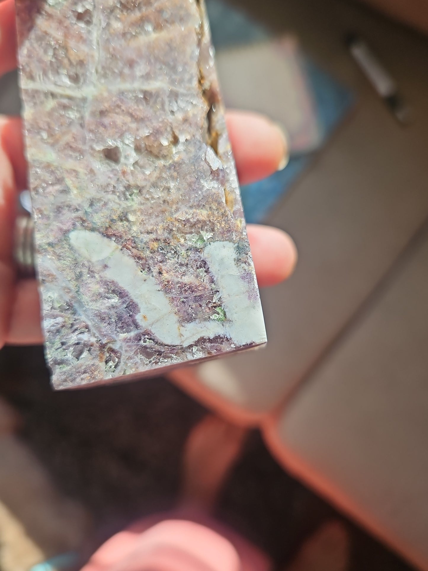 Brecciated Purple Chalcedony / Quartz Tower with lots of Druzy