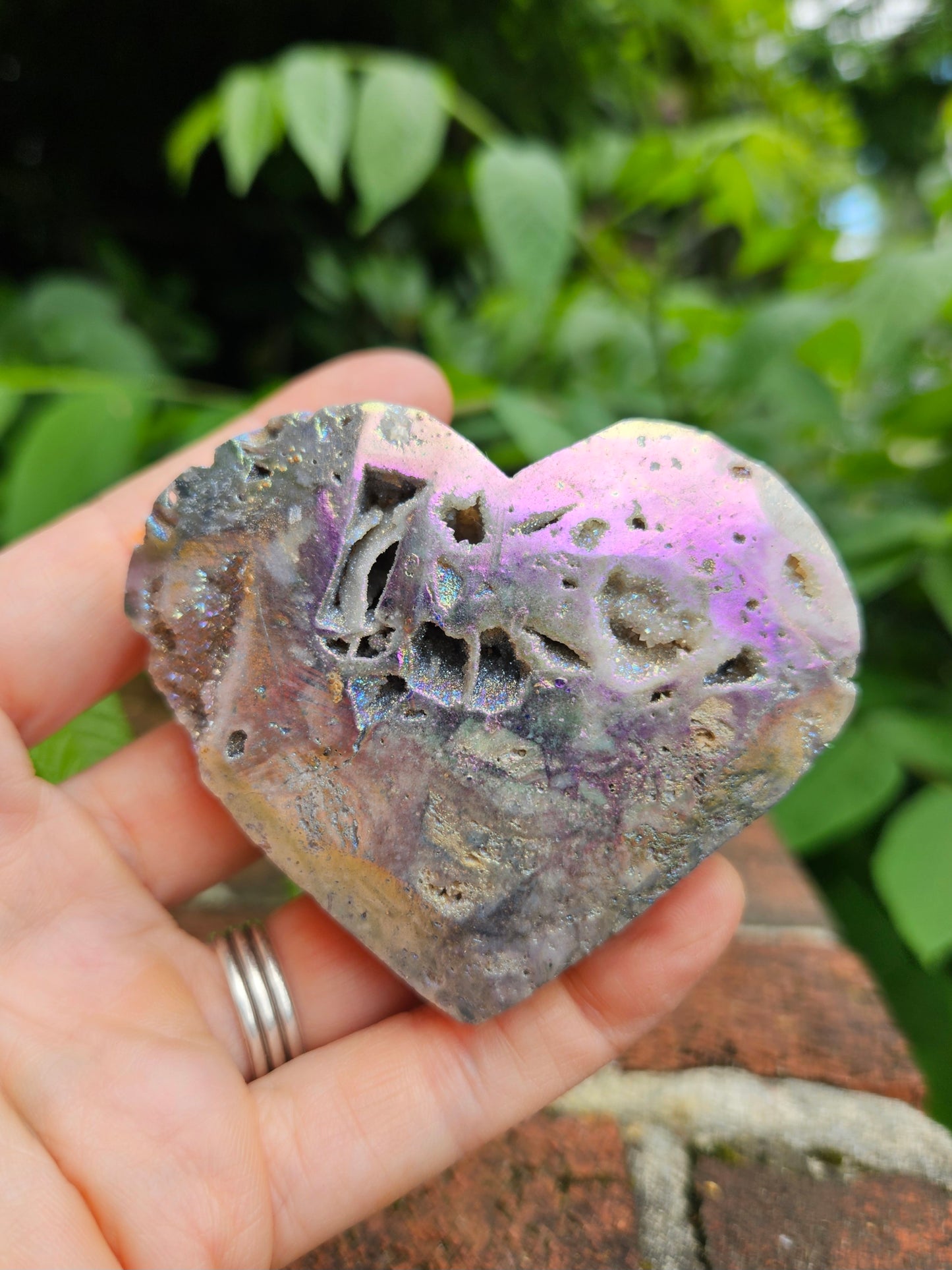 Aura coated Quartz heart
