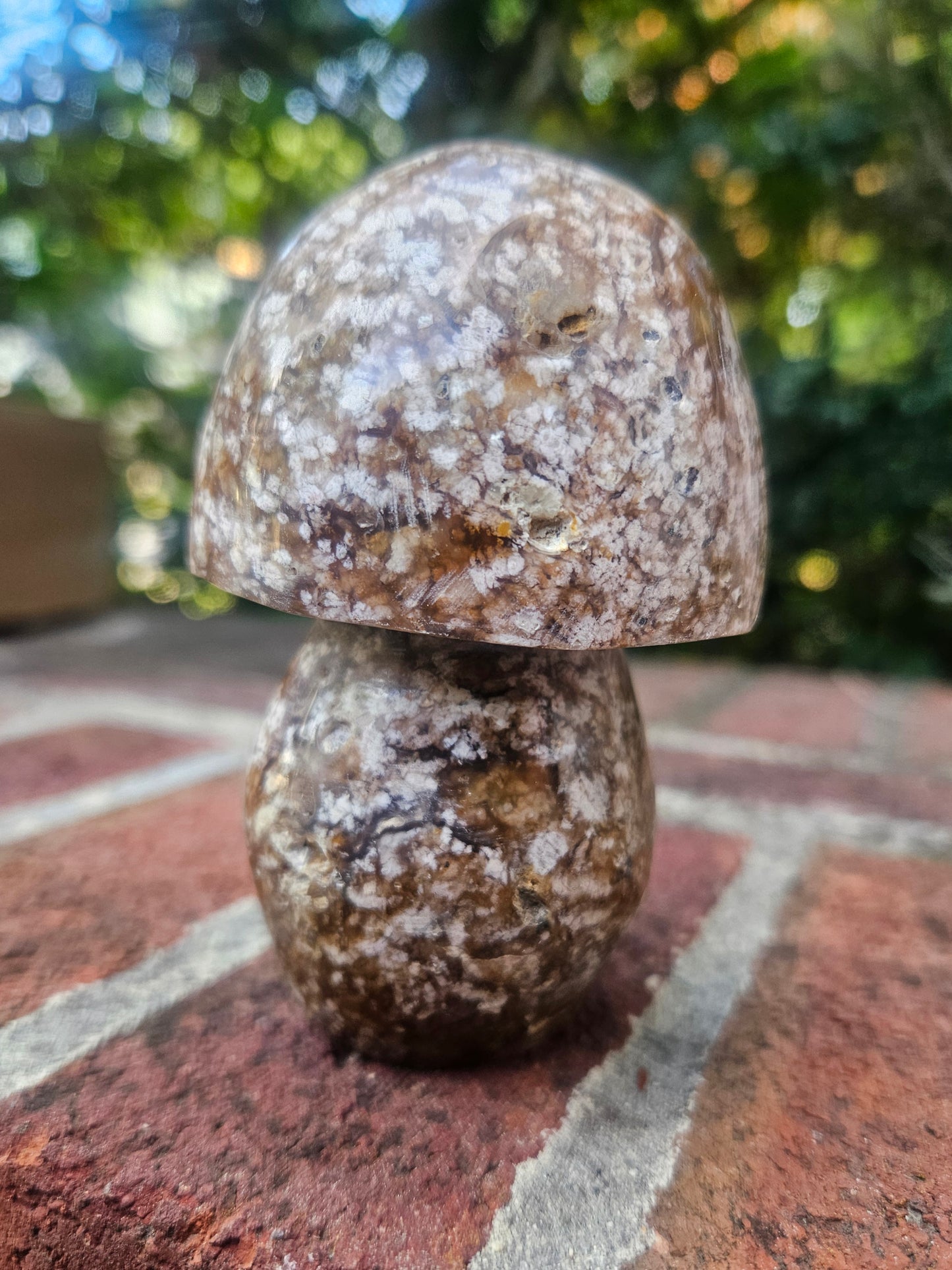 Flower Agate Mushroom carving