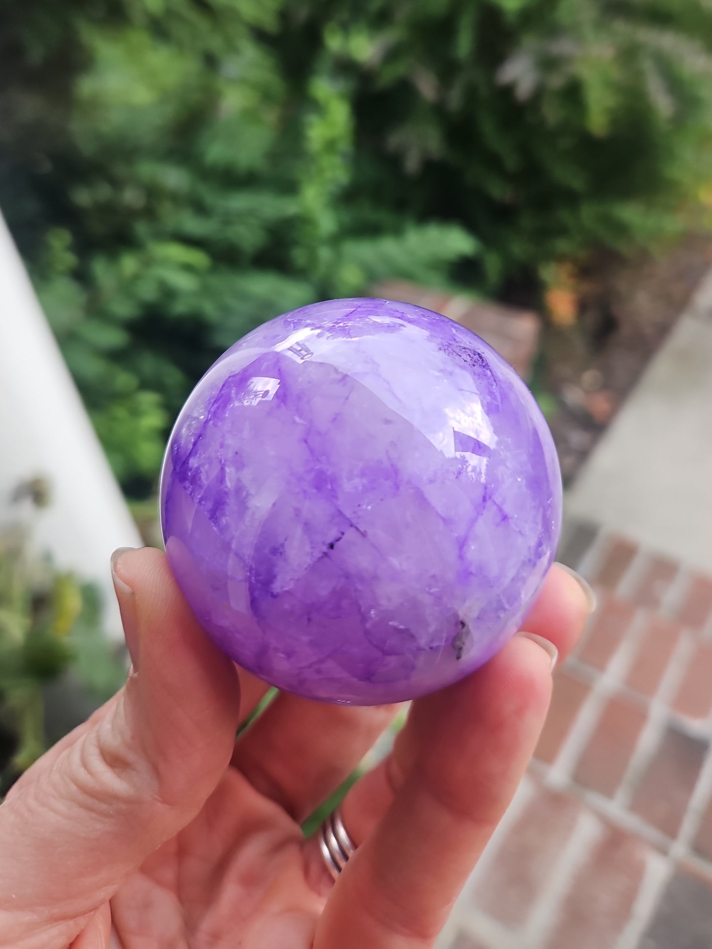 Purple Crackle Quartz sphere
