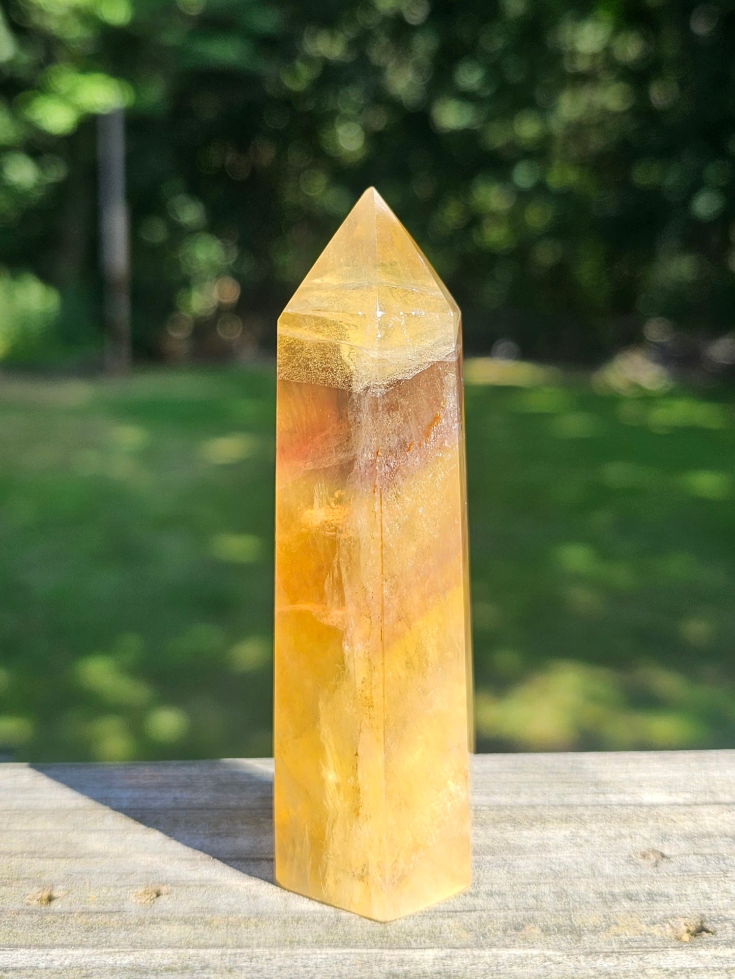 Honey Rainbow Fluorite Tower 3.5