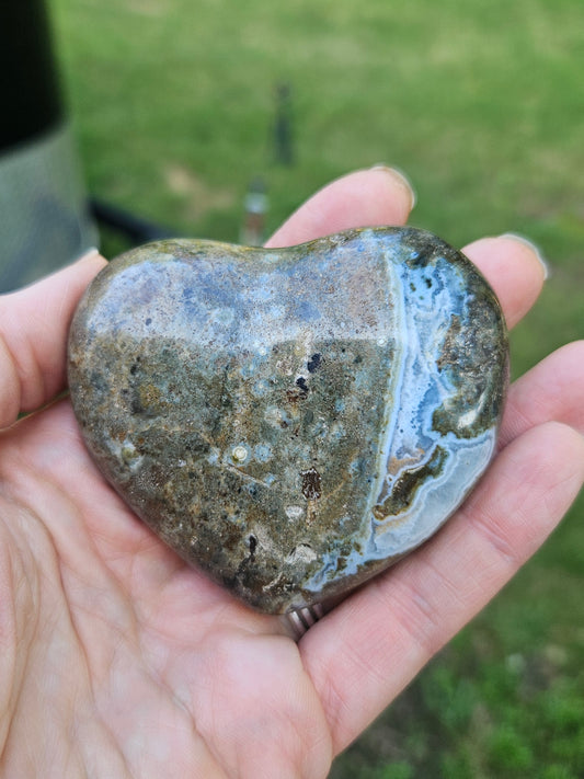 Moss agate heart