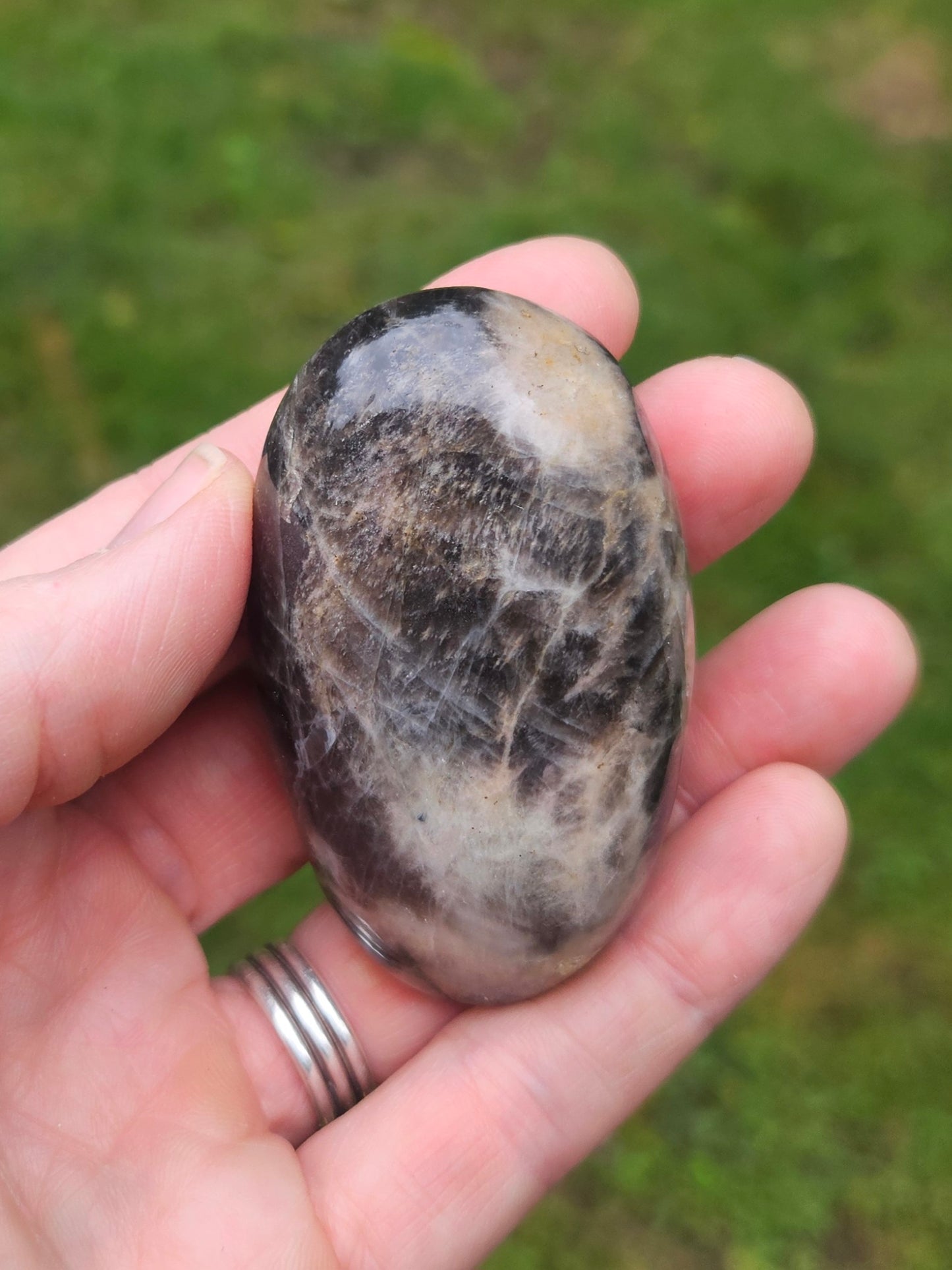 Black Moonstone palm stone
