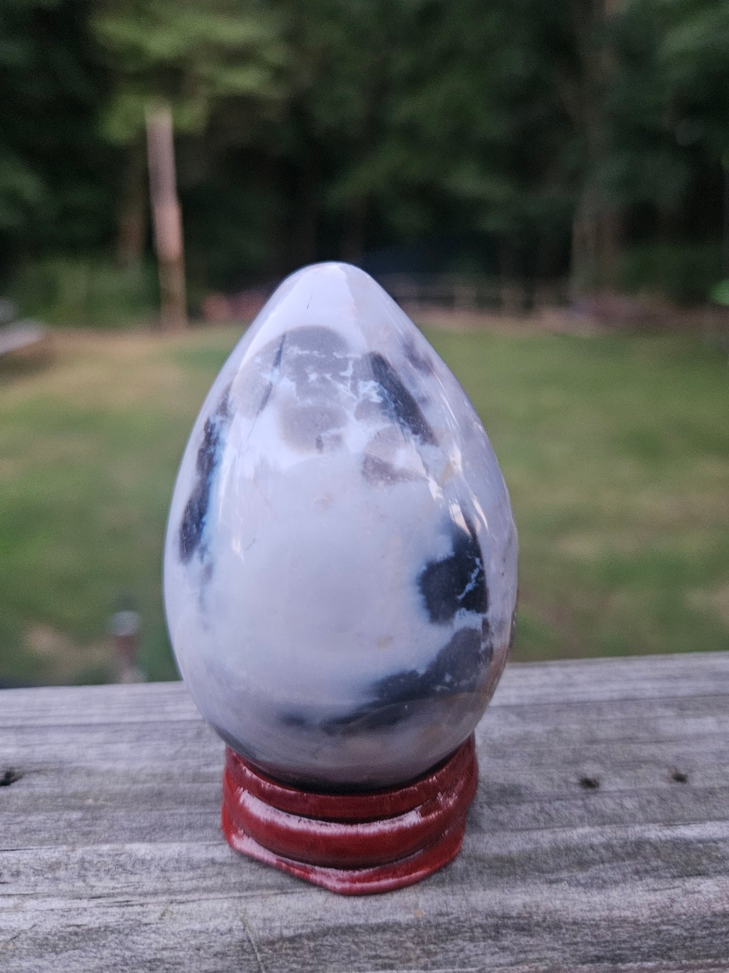 Rainbow Moonstone Egg with druzy