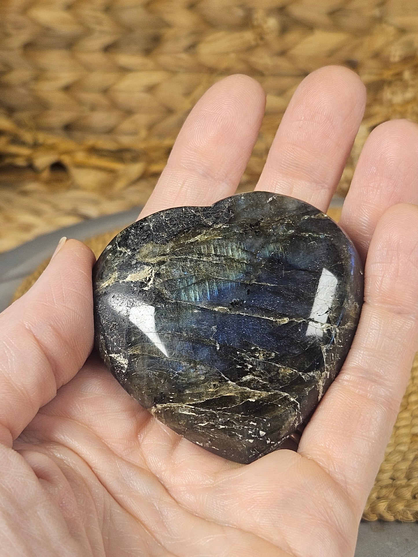 Labradorite heart