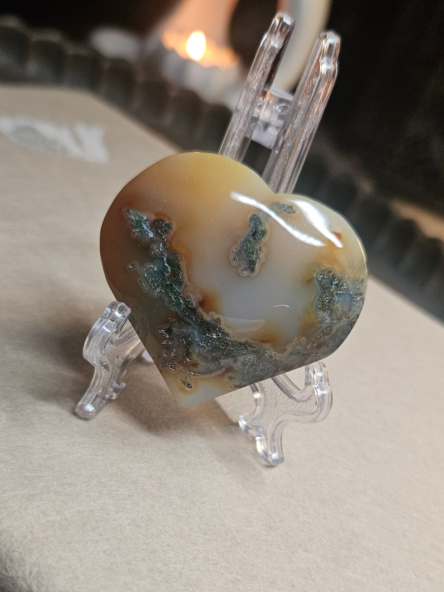Volcano Moss Agate heart 💚