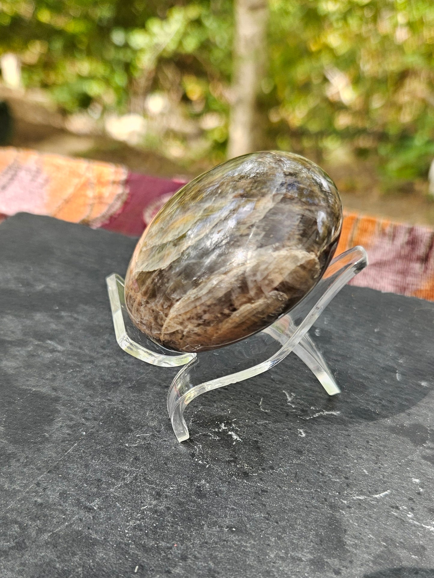 Black Moonstone palm stone