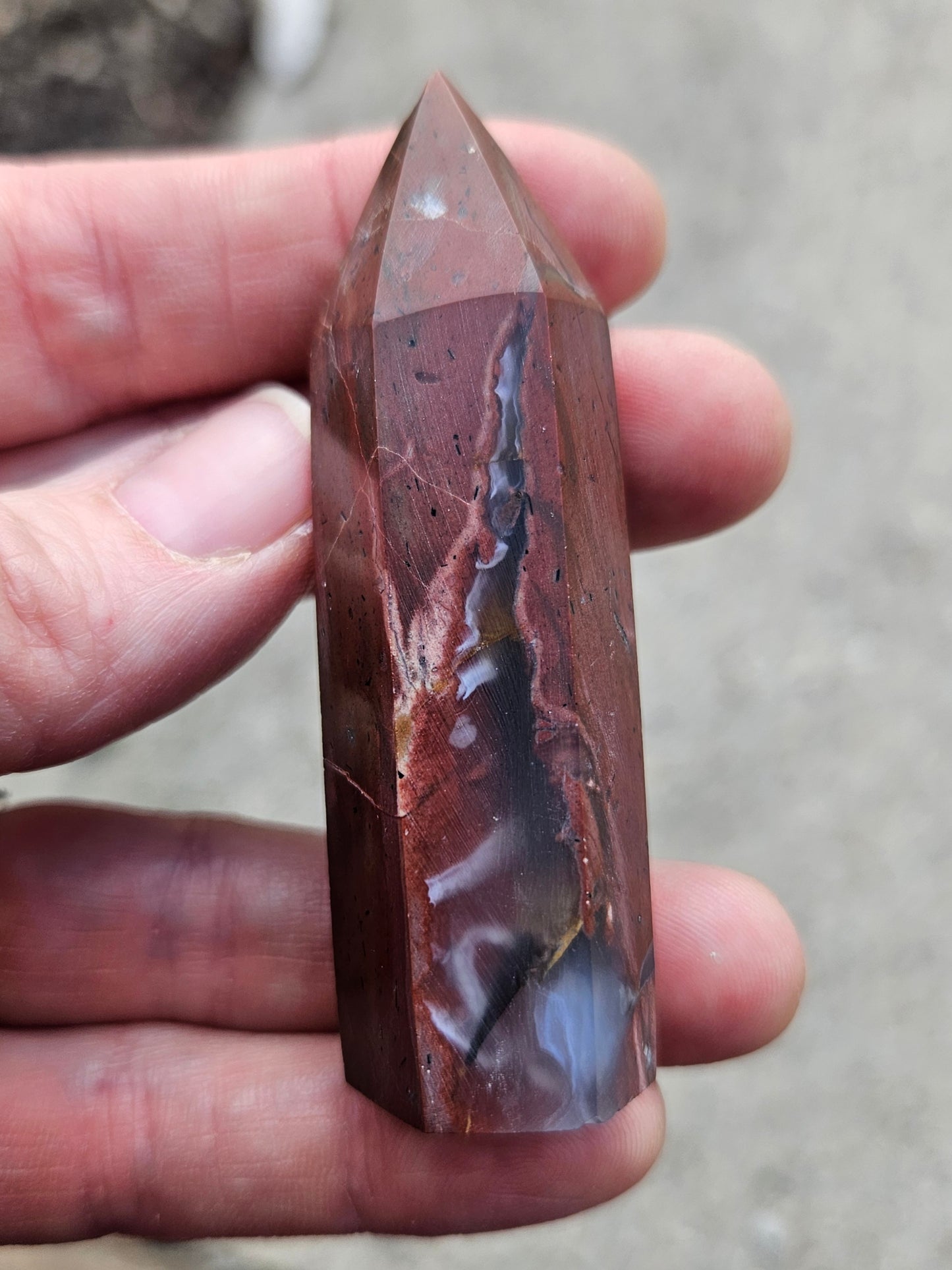 Red Jasper Tower with chalcedony pocket