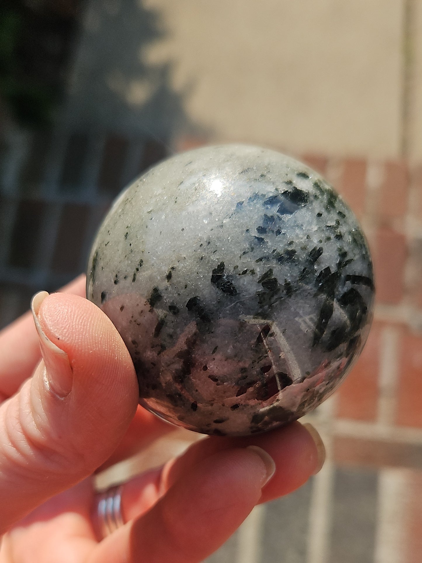 Tourmalinated Quartz sphere