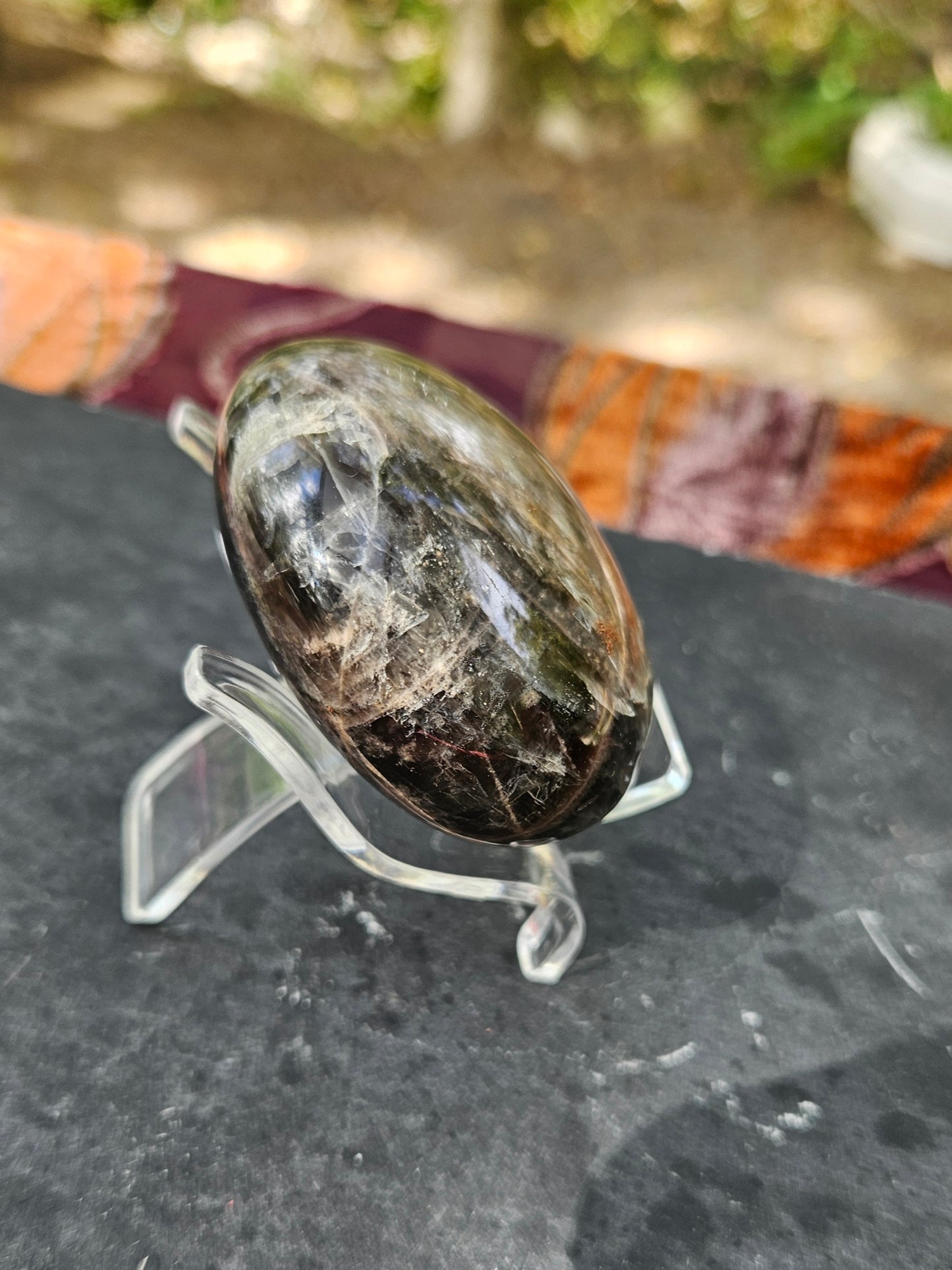Black Moonstone palm stone