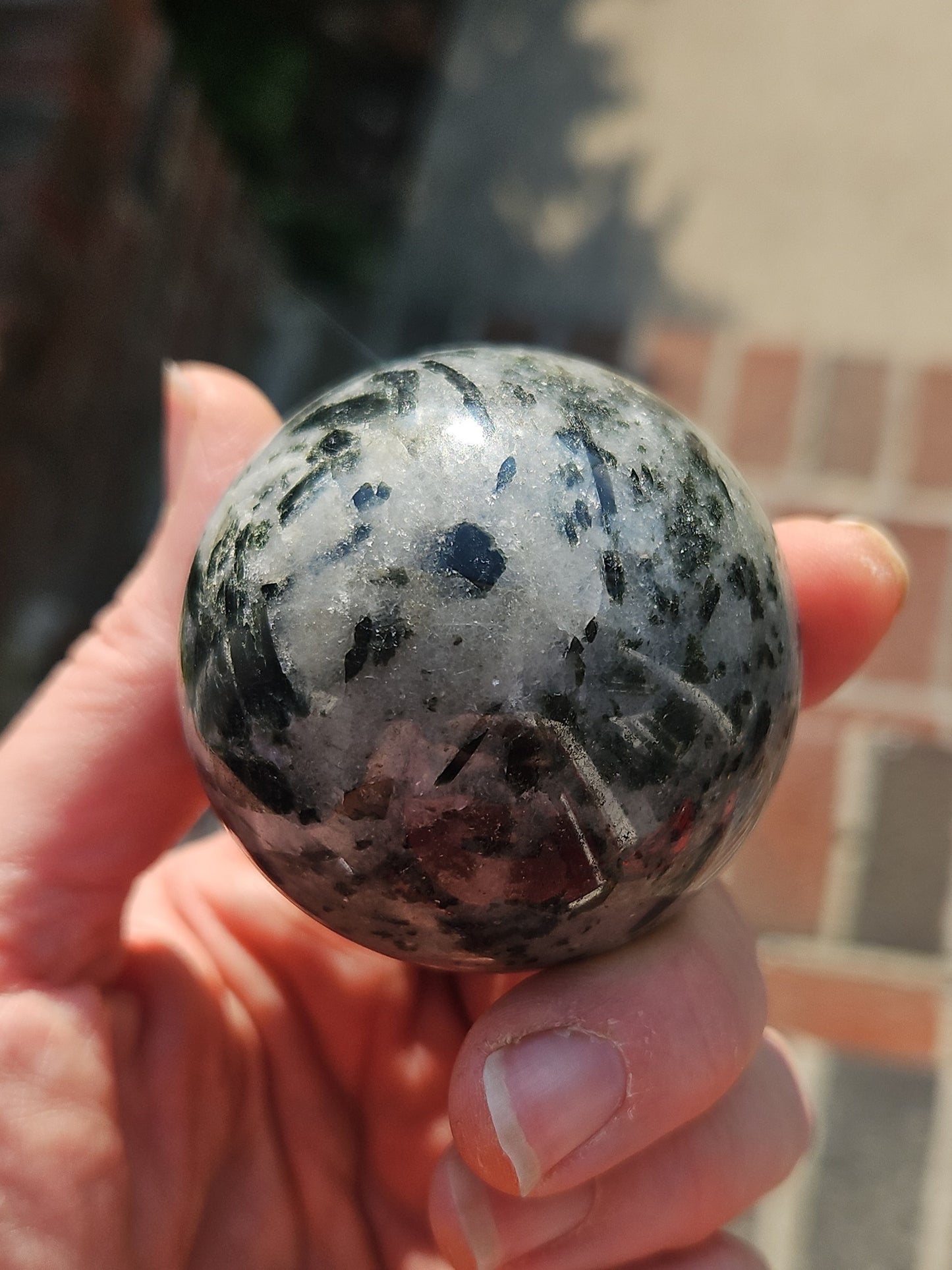 Tourmalinated Quartz sphere