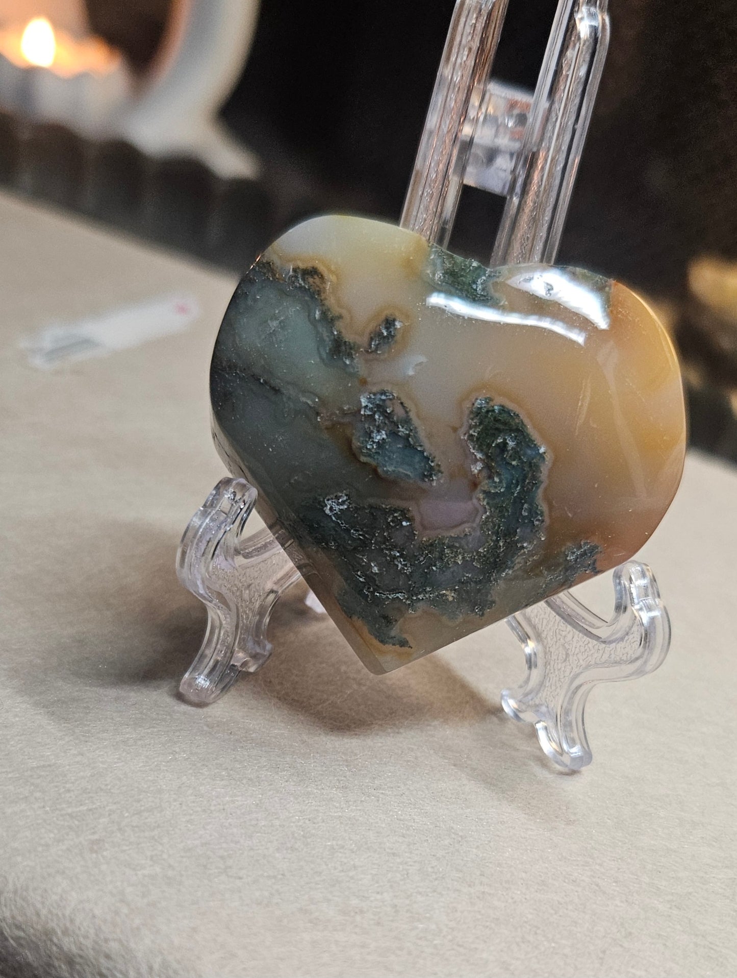 Volcano Moss Agate heart 💚