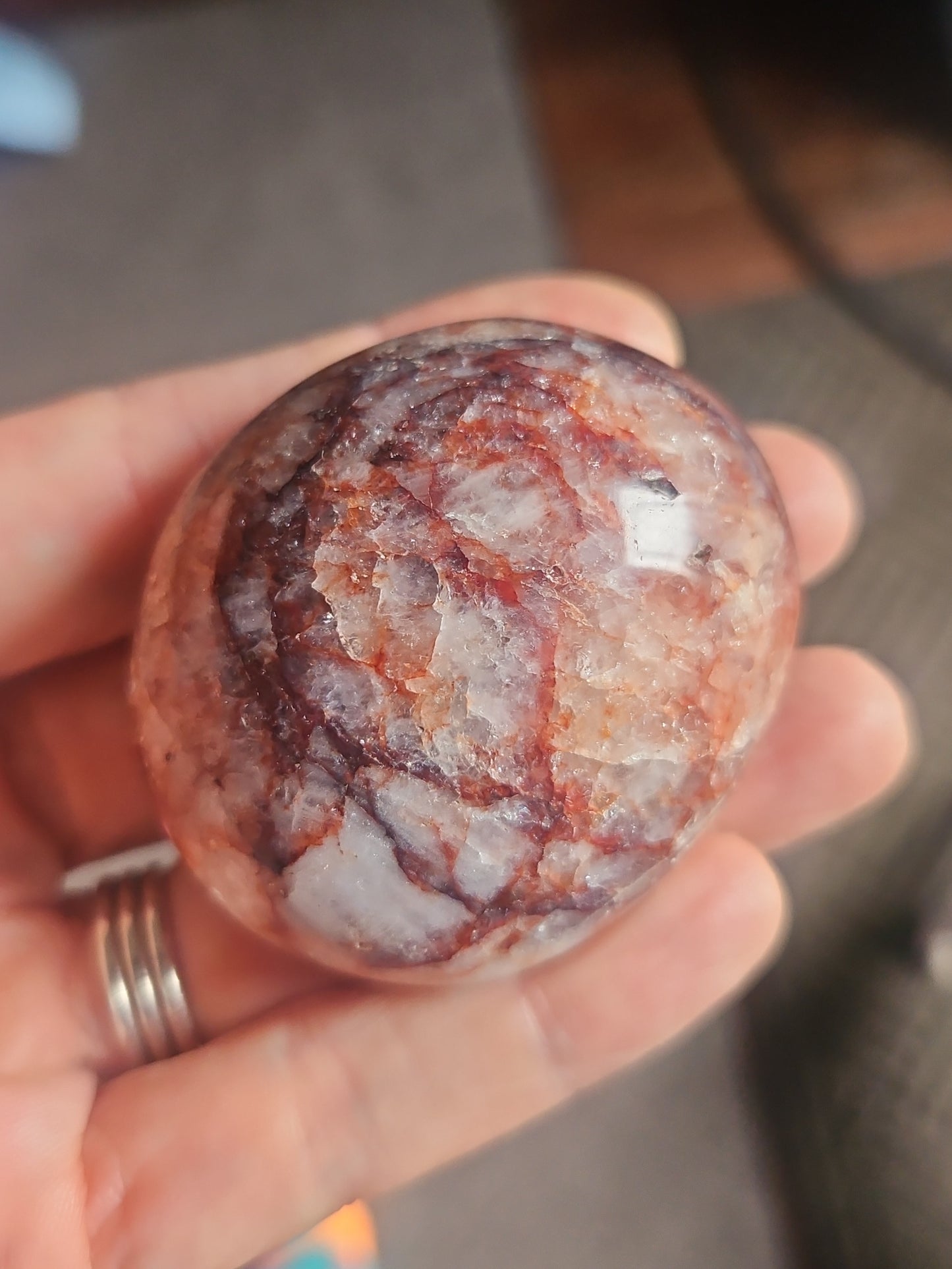 Hematoid Quartz palm stone
