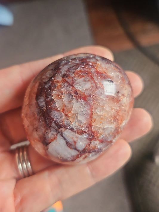 Hematoid Quartz palm stone