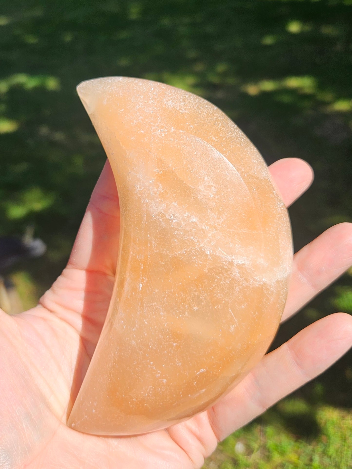 Peach Selenite Moon Bowl