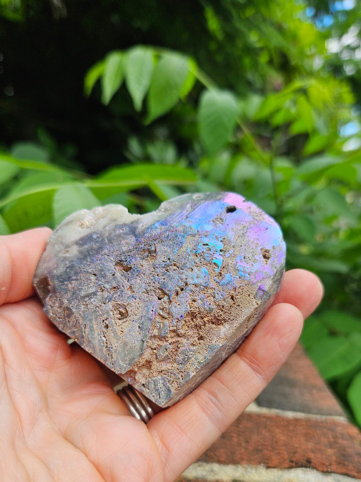 Aura coated Quartz heart
