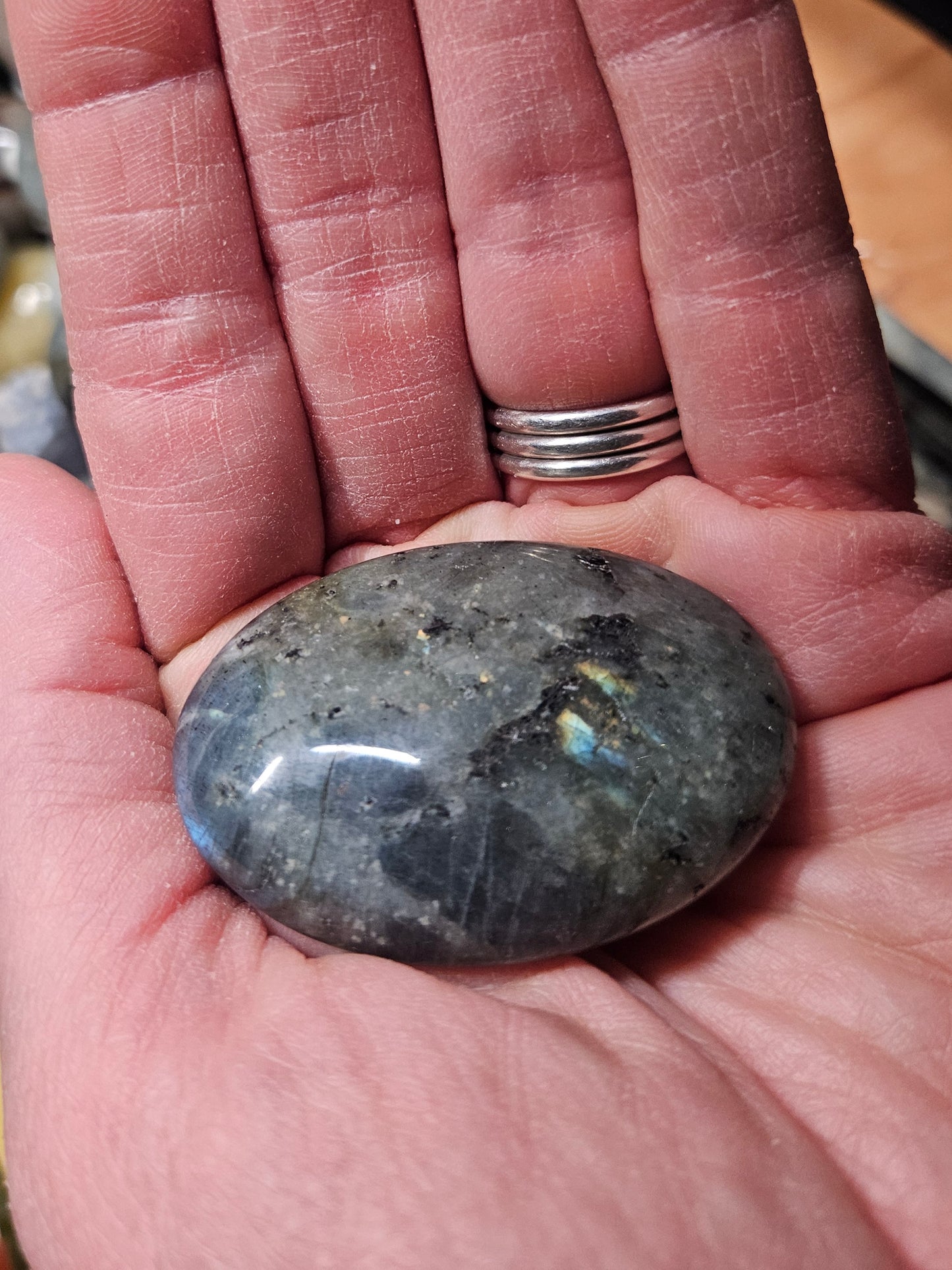 Gray Labradorite Palm Stone