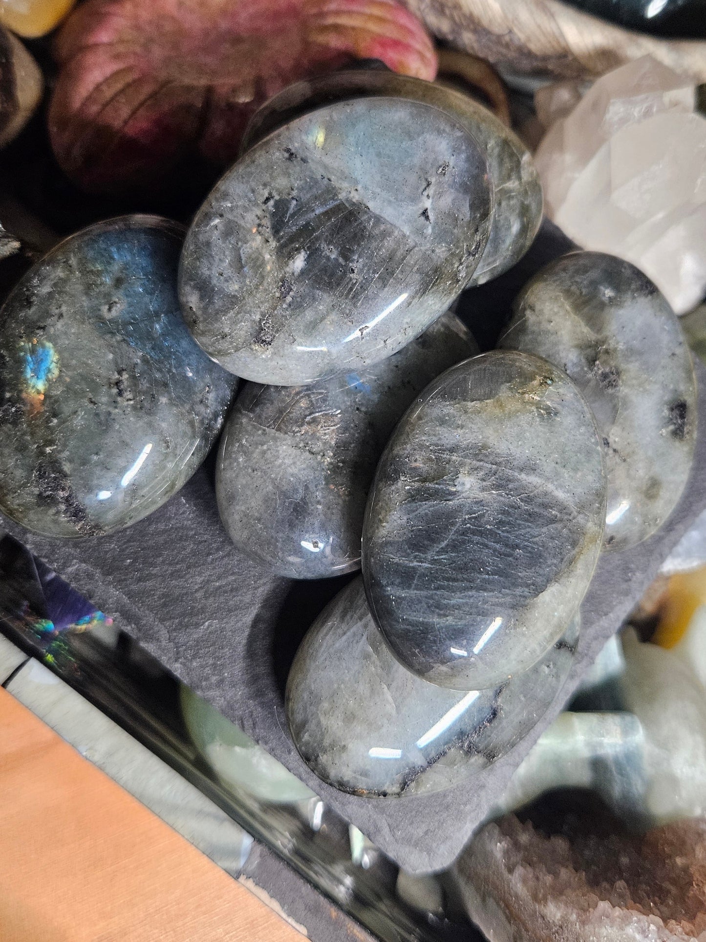 Gray Labradorite Palm Stone