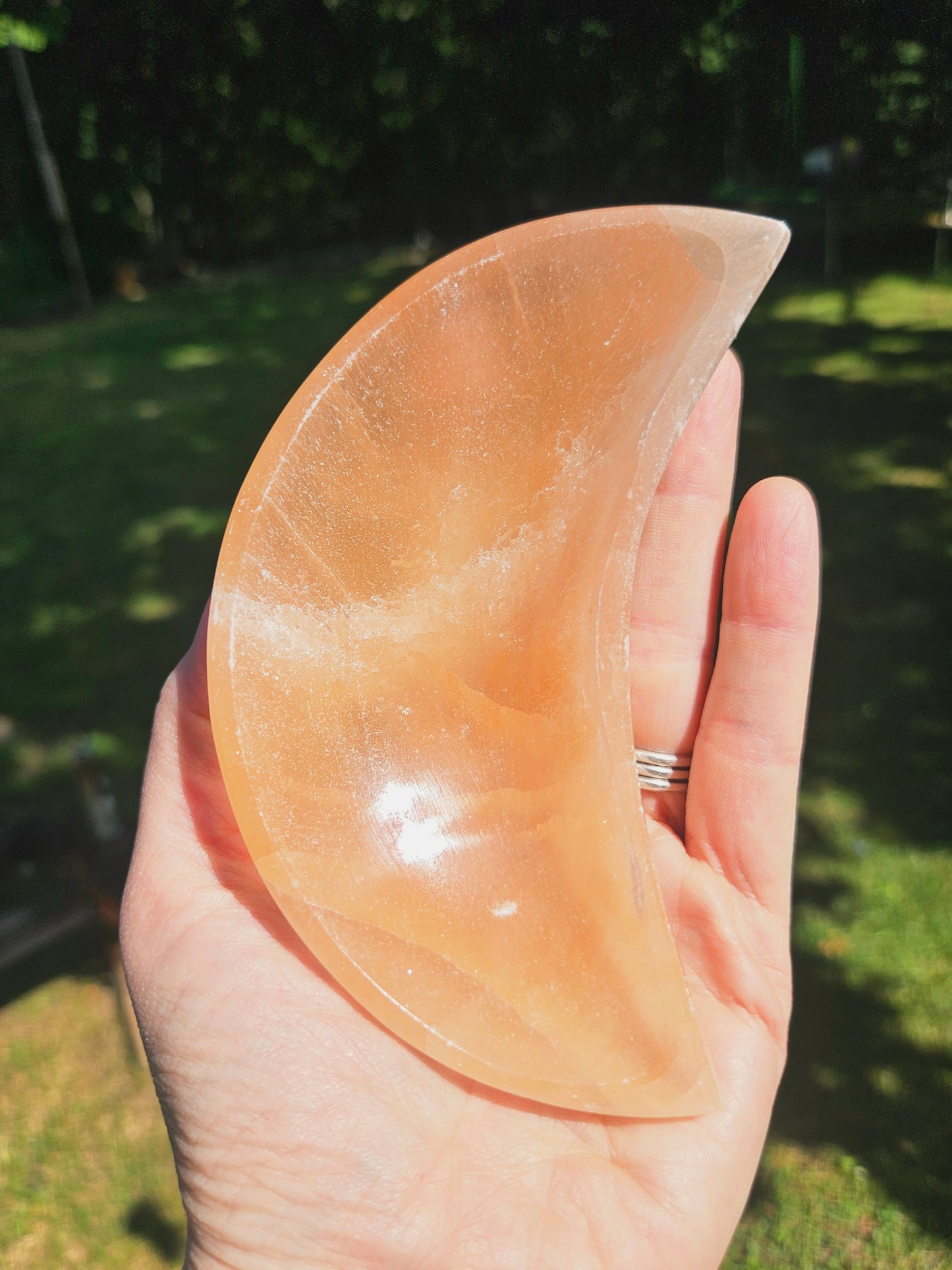 Peach Selenite Moon Bowl