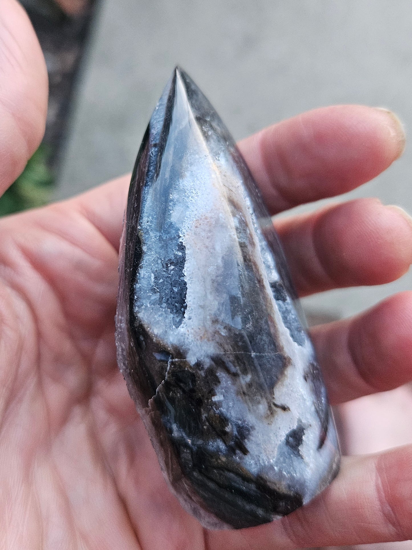 Black agate Druzy freeform
