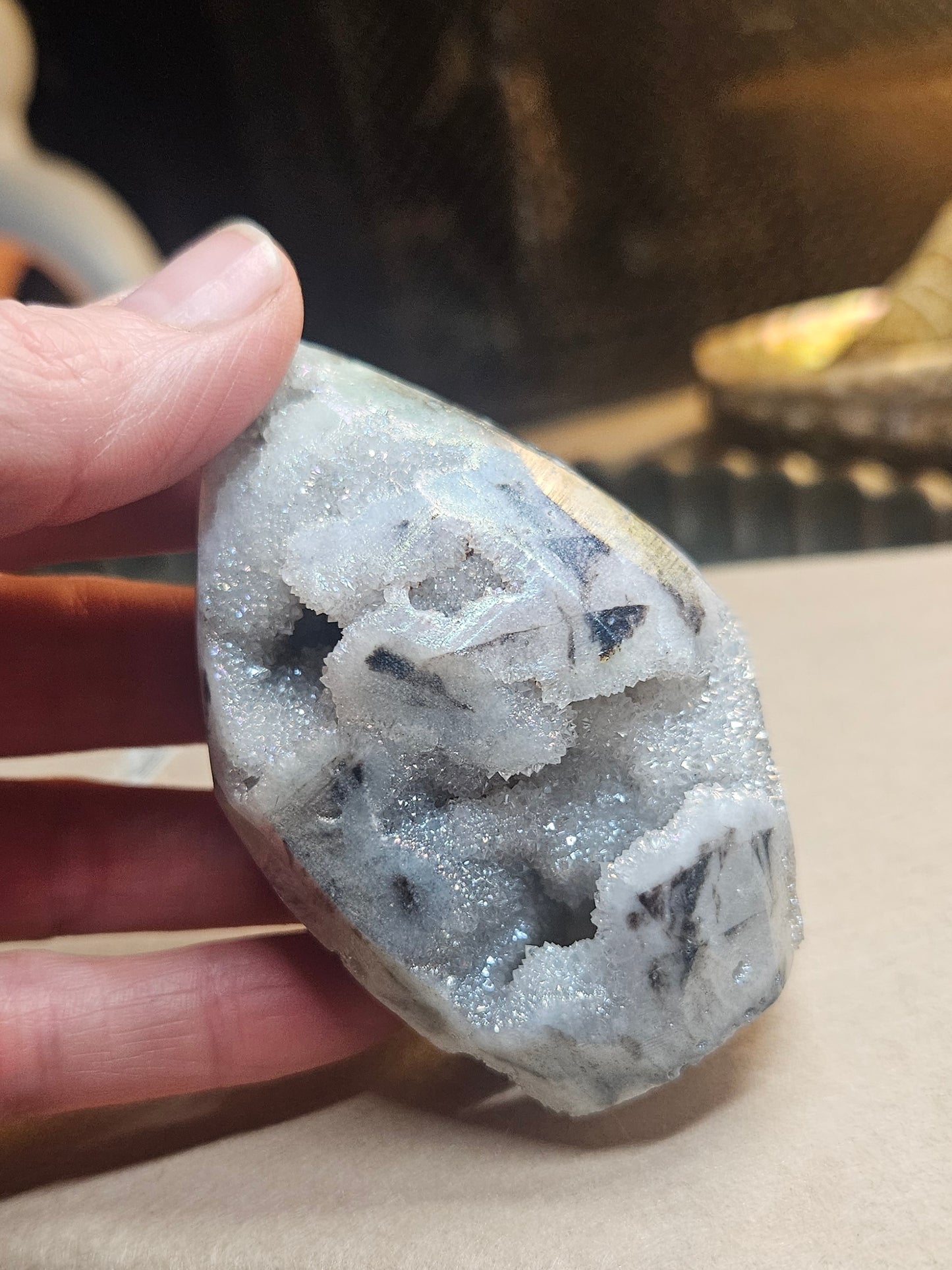 Tourmanilated Druzy Agate Freeform