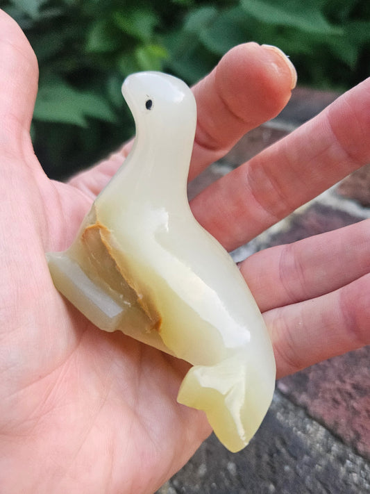 Banded pistachio Calcite seal