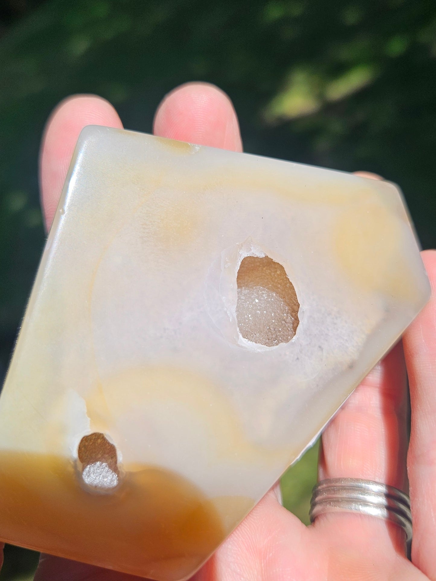 Yellow Banded Agate freeform slab with Druzy✨️